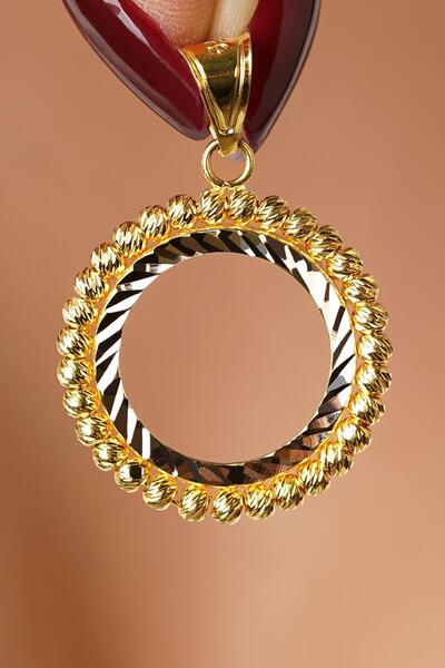 Fiyonk Kuyumculuk 14 Ayar Altın Dorikalı Çeyrek Altın Çerçevesi Kolye Ucu