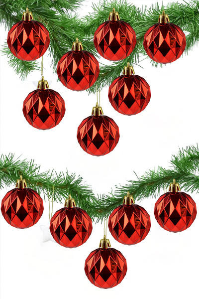 Waldern 12-piece cute ball 5cm baklava patterned shiny christmas tree ornament