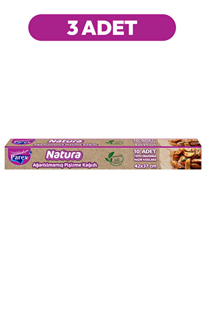 Parex Natura Ağartılmamış Hazır Kesilmiş Pişirme Kağıdı 10 Adet 42x37cm 3 Paket