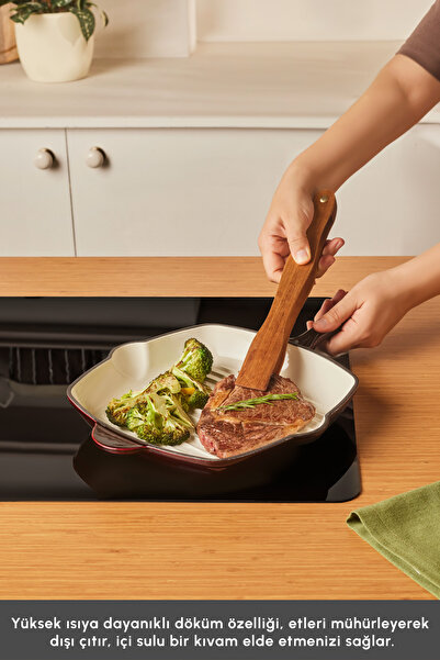 Karaca Heritage Cast Iron Enameled Grill Pan 26 cm Red