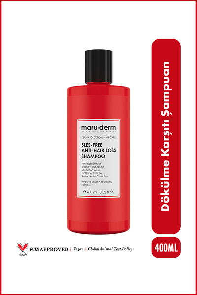 Maru.Derm Saç Dökülme Karşıtı Sülfatsız Şampuan 400 ML | Tüm Saç Tipleri | Sülfatsız, Tuzsuz, Vegan Şampuan