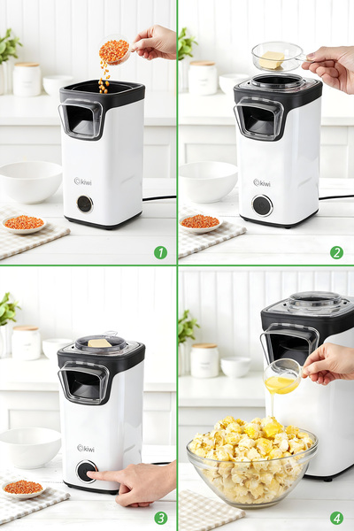 Kiwi Kpm-7412 Popcorn Maker | Hot Air Technology | Low-Fat & Healthy Snack