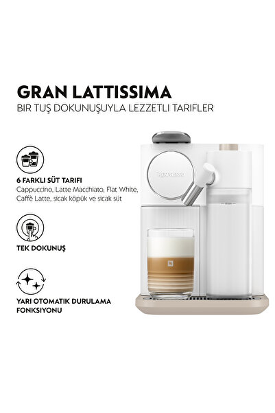 Nespresso F541 Gran Latissima Süt Çözümlü Espresso Kahve Makinesi,Beyaz