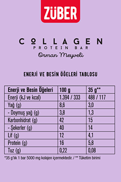 Züber Forest Fruit Collagen Protein Bar - 35g x 4 Pieces