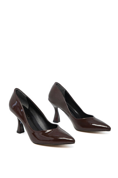 SOHO Brown Patent Leather Women's Classic Heeled Shoes 16549