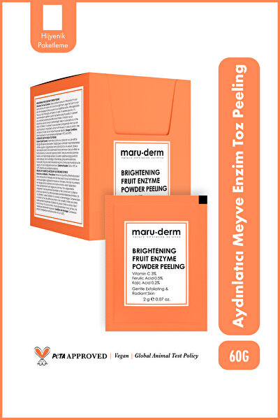 Maru.Derm Aydınlatıcı Meyve Enzim Toz Peeling 60 G (Vitamin C 3% + Ferulic Acid 0,5% + Kojic Acid 0,2%)
