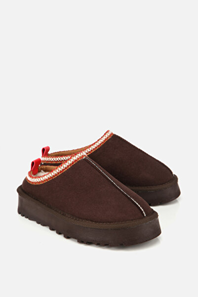 Yaya by Hotiç Women's Brown Furry Flat Slippers