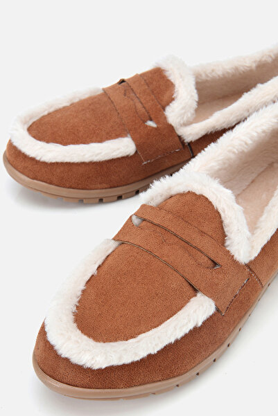 Yaya by Hotiç Γυναικείο άνετο loafer από γούνα μαύρισμα