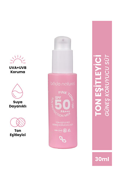 Bade Natural Ton Eşitleyici Ve Aydınlatıcı 50 Spf Pembe Güneş Koruyucu Süt 30 ml