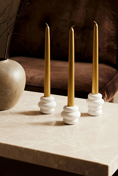 TRENDYOLMİLLA HOME 3-Piece Ceramic Bubble Candle Holder Tphaw26Sm00004