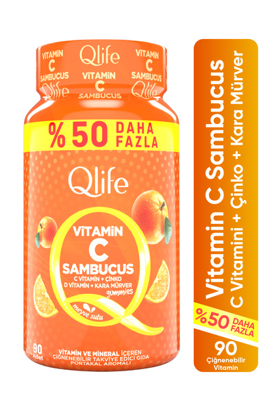 Qlife Vitamin C Sambucus Gummies Chewable 90 Pieces