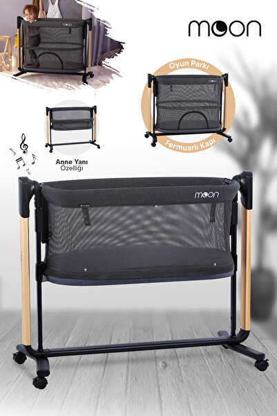 Huggy Moon Akıllı Beşik – Otomatik Sallanabilir, Sensörlü, Kumandalı Anne Yanı Oyun Parkı Beşik