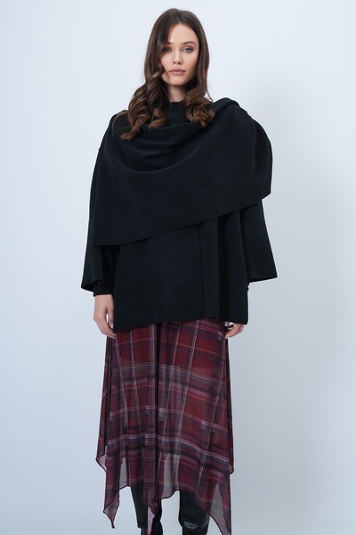 Trend Alaçatı Stili Damen Schwarz Schal Detail Fleece Jacke ALC-X14683