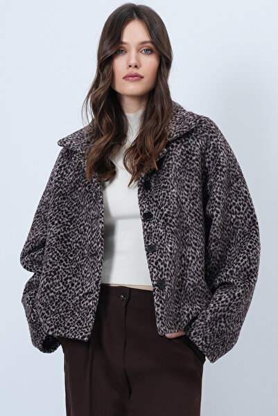 Trend Alaçatı Stili Women's Bitter Brown Front Buttoned Plush Jacket Alc-X14685