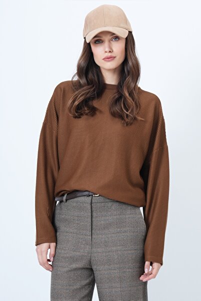 Trend Alaçatı Stili Women's Tile Crew Neck Batwing Sleeve Wide Cut Basic Blouse Alc-X14391