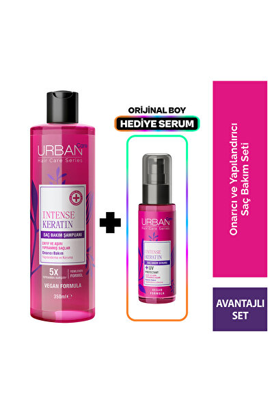 Urban Care Intense Keratin Zayıf ve Yıpranmış Saçlara Özel Onarıcı Saç Bakım Şampuanı-350ml-SERUM HEDİYE