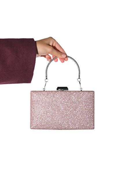 LuviShoes MARSILYA Pink Sand Glitter Women's Evening Dress Bag