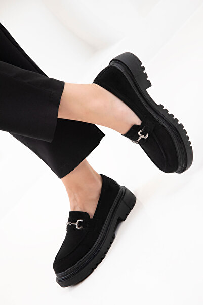 SOHO Жіночі туфлі-мокасини BLACK SUET 17542
