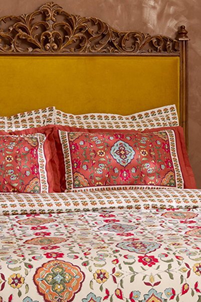 Karaca Home Pueblo 100% Cotton Double Duvet Cover Set Tile