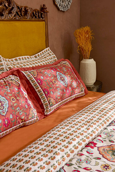 Karaca Home Pueblo 100% Cotton Double Duvet Cover Set Tile