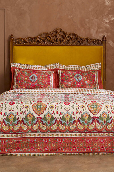 Karaca Home Pueblo 100% Cotton Double Duvet Cover Set Tile