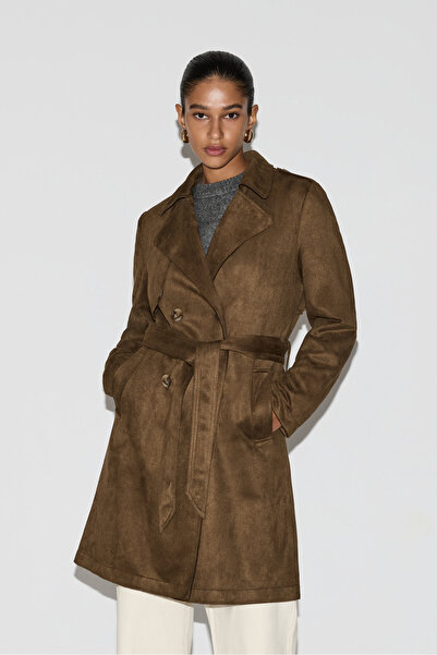 LEFTIES Woman Faux Suede Trench Coat