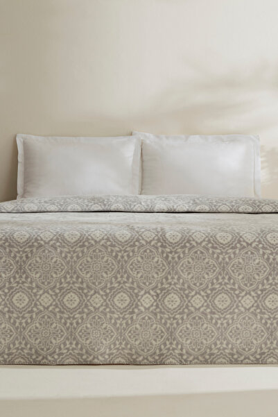 Karaca Home Ansel Double Acrylic Blanket Light Gray