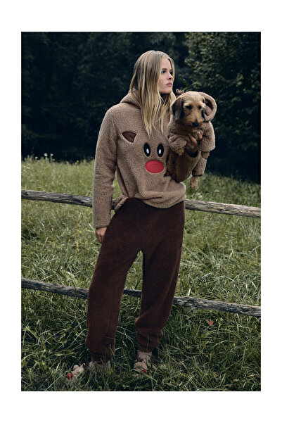 LEFTIES Dámské | Chlupaté pyžamo s kapucí ve tvaru soba