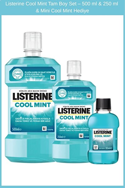 Listerine Cool Mint Tam Boy Set – 500 ml & 250 ml & Mini Cool Mint Hediye