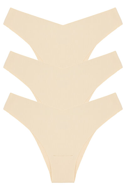 Nicoletta Γυναικεία εσώρουχα Laser Cut σε σχήμα V χωρίς σήμανση Πακέτο 3 τεμαχίων από πολυεστέρα TEN