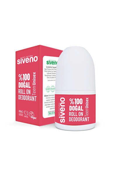 Siveno %100 Doğal Roll On Teen Unısex Deodorant Ter Kokusu Önleyici Bitkisel Lekesiz Vegan 50 ml