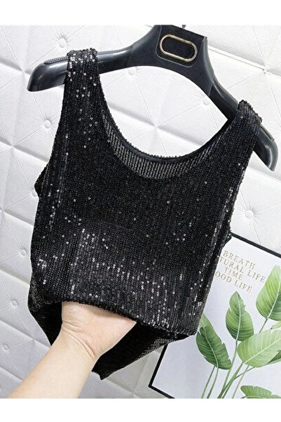 Mefa basic Bluză neagră strălucitoare cu paiete