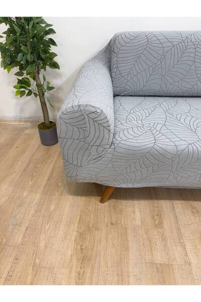 Faiend Jakarlı 3 Kişilik Gri Kanepe Örtüsü | Lastikli Koltuk Örtüsü |çekyat Örtüsü| koltuk kılıfı