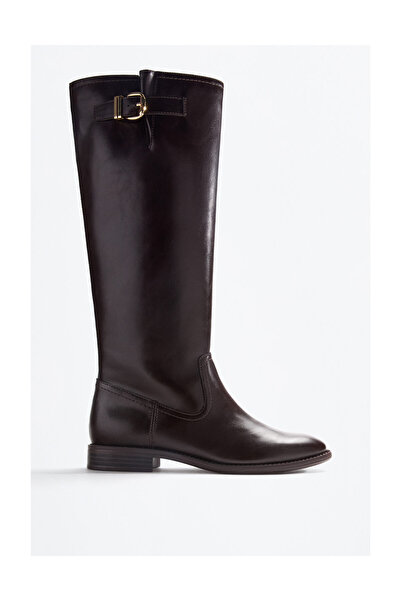 LEFTIES Жіночі плоскі верхові чоботи з пряжкою