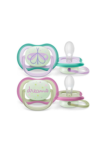 Philips Avent Set of 2 Philips Avent SCF376/19 ultra air NightTime pacifiers 0-6 months Orthodontic BPA-free Phosphorescent