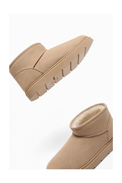 LEFTIES Dámské mini kotníkové boty s plochou podrážkou a kožešinovým lemem