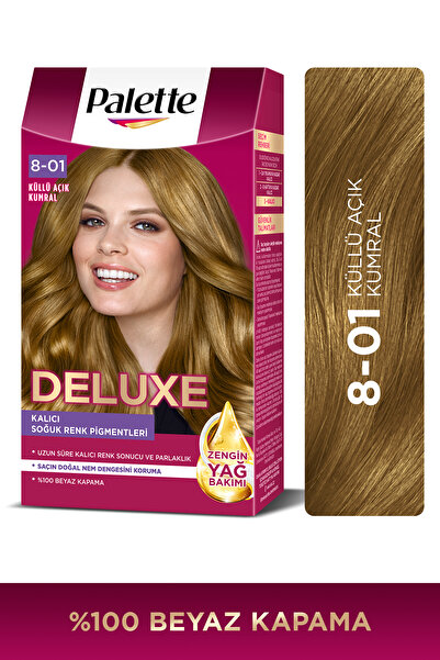 Palette Deluxe 8-01 Küllü Açık Kumral Zengin Yağ Bakımı Kit Saç Boyası Bakım Maskesi