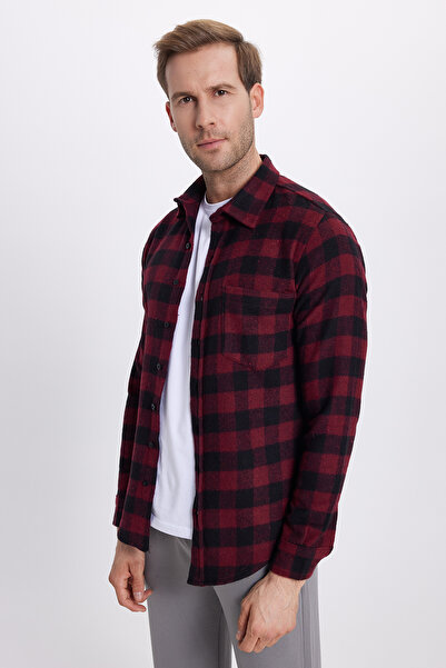Tudors Men's slim fit long sleeve plaid checkered winter woodcutter shirt with pockets