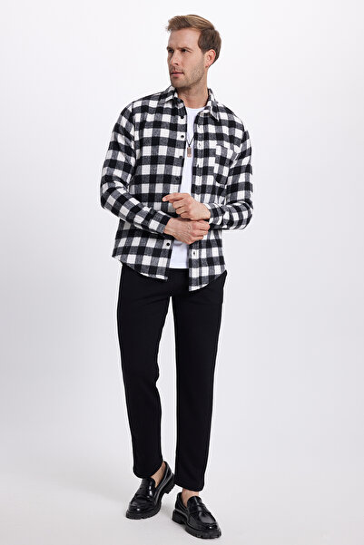 Tudors Men's slim fit long sleeve plaid checkered winter woodcutter shirt with pockets