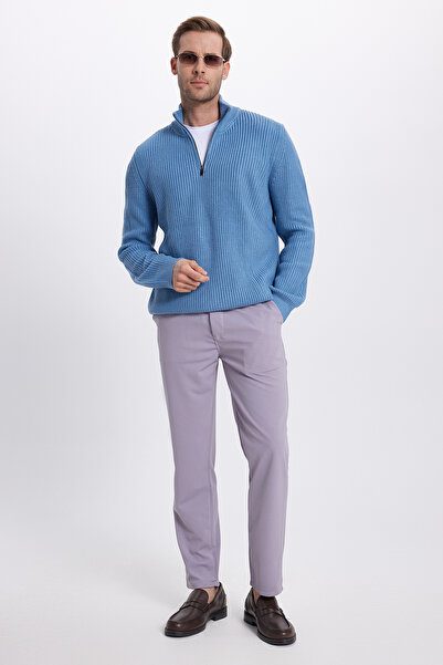 Tudors Men's Slim Fit Slim Fit Elastic Waist Lace-Up Detailed Gray Trousers