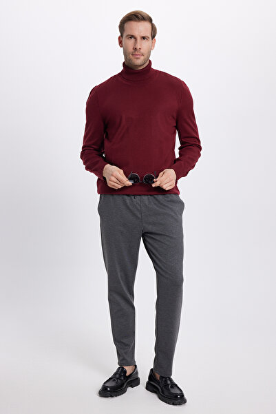 Tudors Erkek Regular Fit Klasik Kesim Beli Lastikli Bağcıklı Koyu Gri Jogger Pantolon