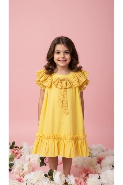 Jolanda Frilly Girl's Yellow Dress