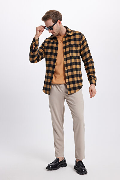 Tudors Erkek Regular Fit Klasik Kesim Beli Lastikli Bağcıklı Bej Jogger Pantolon