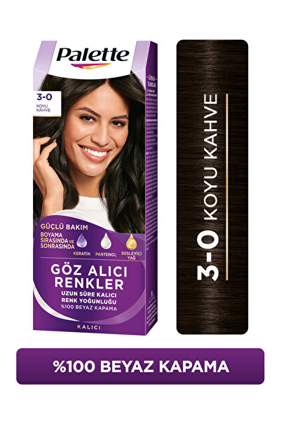 Palette Göz Alıcı Renk Saç Boyas 3-0 Koyu Kahve Pentanol & Besleyici Yağ İçer...