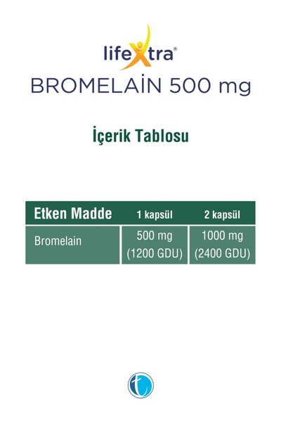 Tab İlaç Lifextra Bromelain 500 Mg 60 Capsules