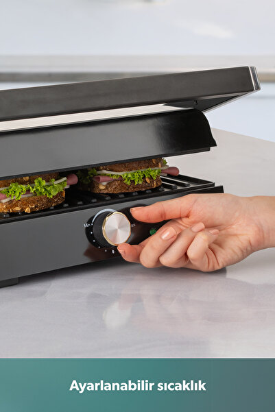 HOMEND Grilliant Döküm Plakalı Tost Ve Izgara Makinesi Inox 2000 W