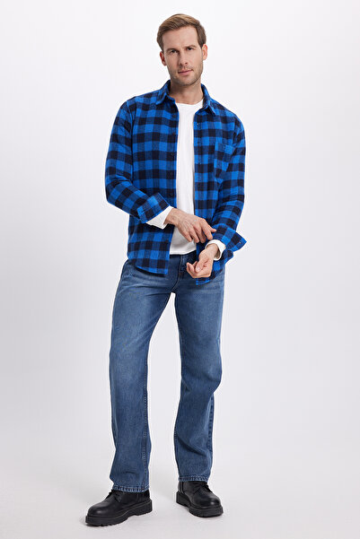 Tudors Men's slim fit long sleeve plaid checkered winter woodcutter shirt with pockets