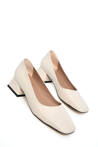 SOHO Beige Patent Leather Women's Classic Heeled Shoes 21200