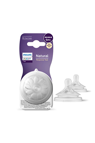 Philips Avent Sada bradavek, Philips Avent, Natural Response, 2 ks, Flow 5, 6 měsíců+, Průhledné SCY965/02