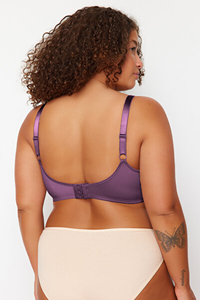 Trendyol Curve Σουτιέν με λιλά σταθερή επένδυση με διχτυωτό λεπτομέρεια επισκευήσιμο μεγάλο μέγεθος TBBAW23CW00004